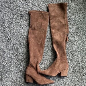 Brown Suede Over-the-Knee Boots